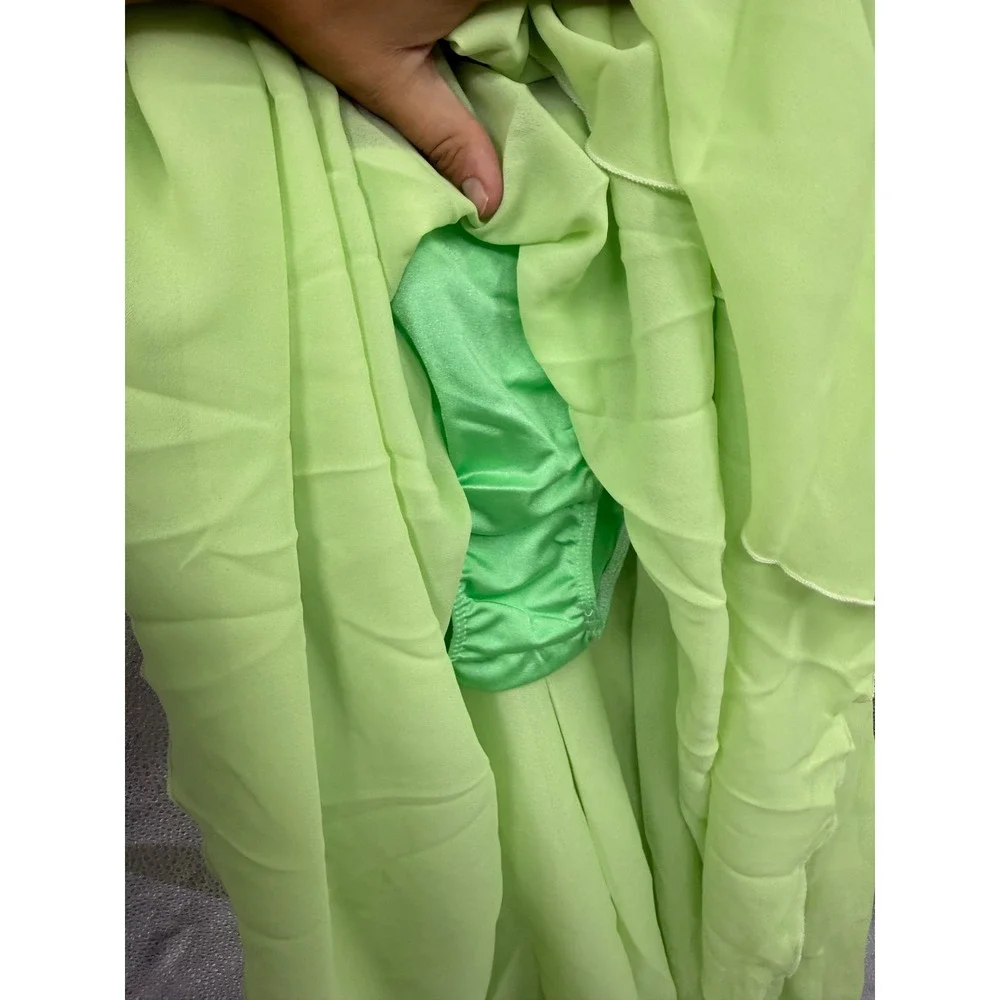 ArtStone Green Velvet Chiffon Dance Costume Floral Leotard Dress Adult Medium